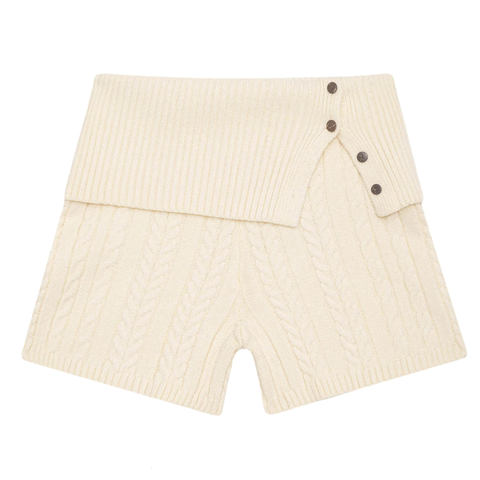 Hirigin Fashion Womens Summer Casual Pajamas Solid Color Button Cuffs Cable Knitted Lounge Shorts Outdoor Bottom 250401