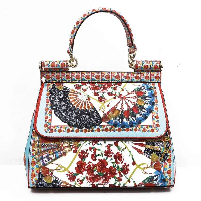 Women Bags Leather Vintage Painting Art Purse Handbags Girl Shoulder Cross Body Messenger Bag Female Totes Bracciai Style