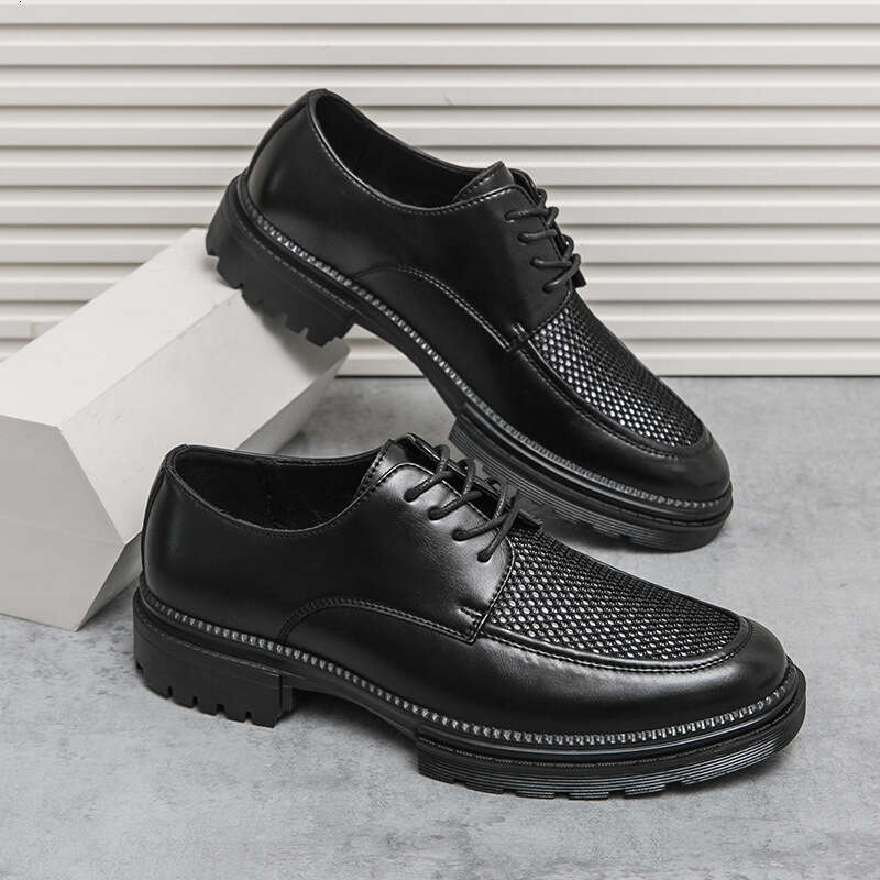 Men's summer new casual fashionable plus size breathable hollow shoes, trendy business leather shoes