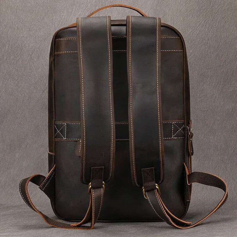 Vintage Men S Crazy Horse Leather Genuine Leather Retro Rucksack Large Classic Travel Backpack Big Laptop Computer Bag