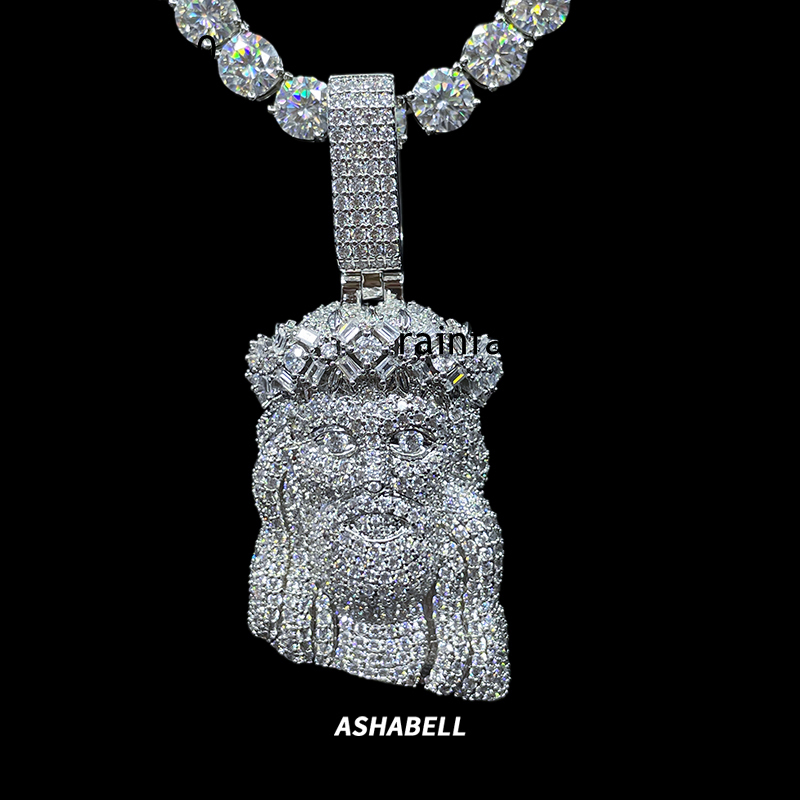 Hip Hop 925 Silver Pass Diamond Tester Bling Iced Out GRA VVS Full Moissanite Jesus Christ Pendant for Chain Men Jewelry