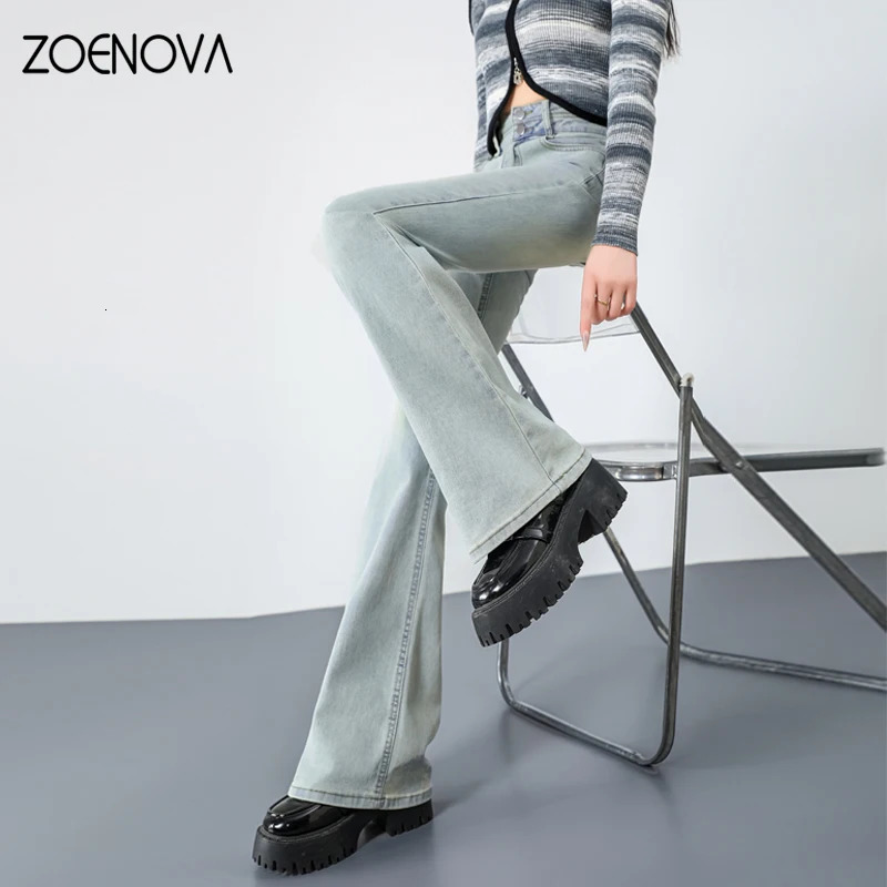Zoenova Light Wash Wide Leg Bag Jeans Womens Spring High Waist Ultra Thin Flared Pants Casual Edition Y2K Boots Cut Denim Trouser 250403