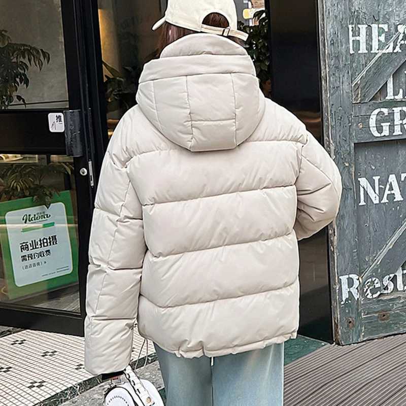 Winter Stand Collar Hooded Parkas Women Korean Windproof Warm Down Cotton Jacket Woman Zipper Up Long Sleeve Puff Parkas FemaleT251105
