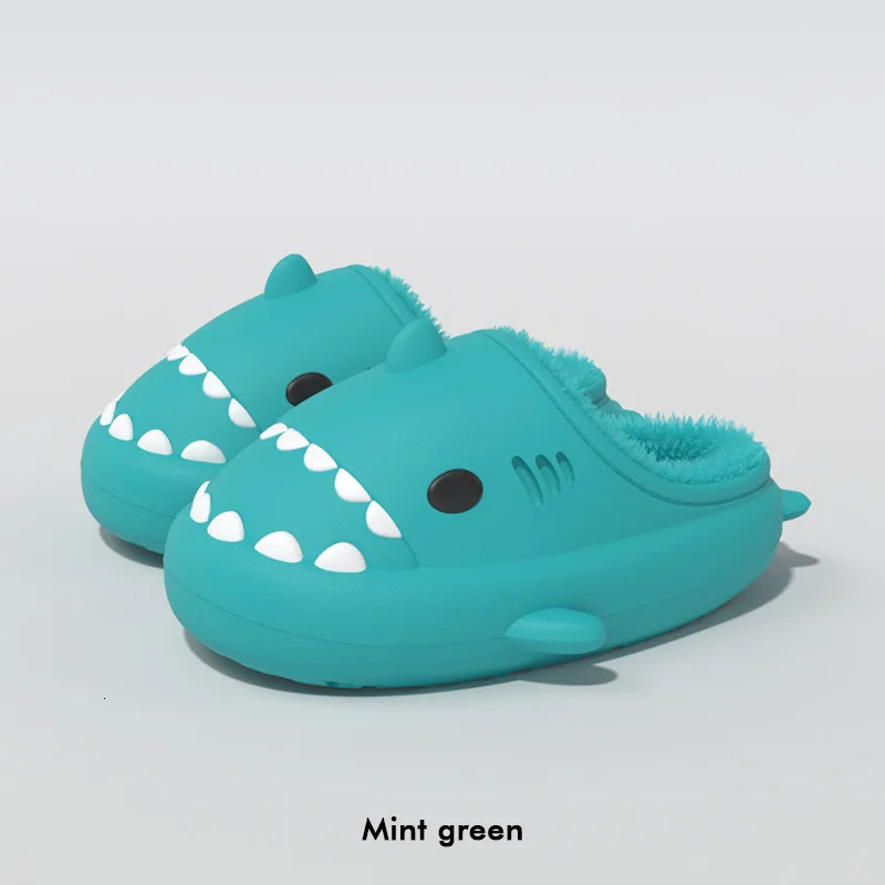 Litfun Fuzzy Shark Slippers For Women Men Winter Indoor Plush Cartoon Cotton Shoes Outdoor Adults Kids Waterproof Furry Shoe 251031