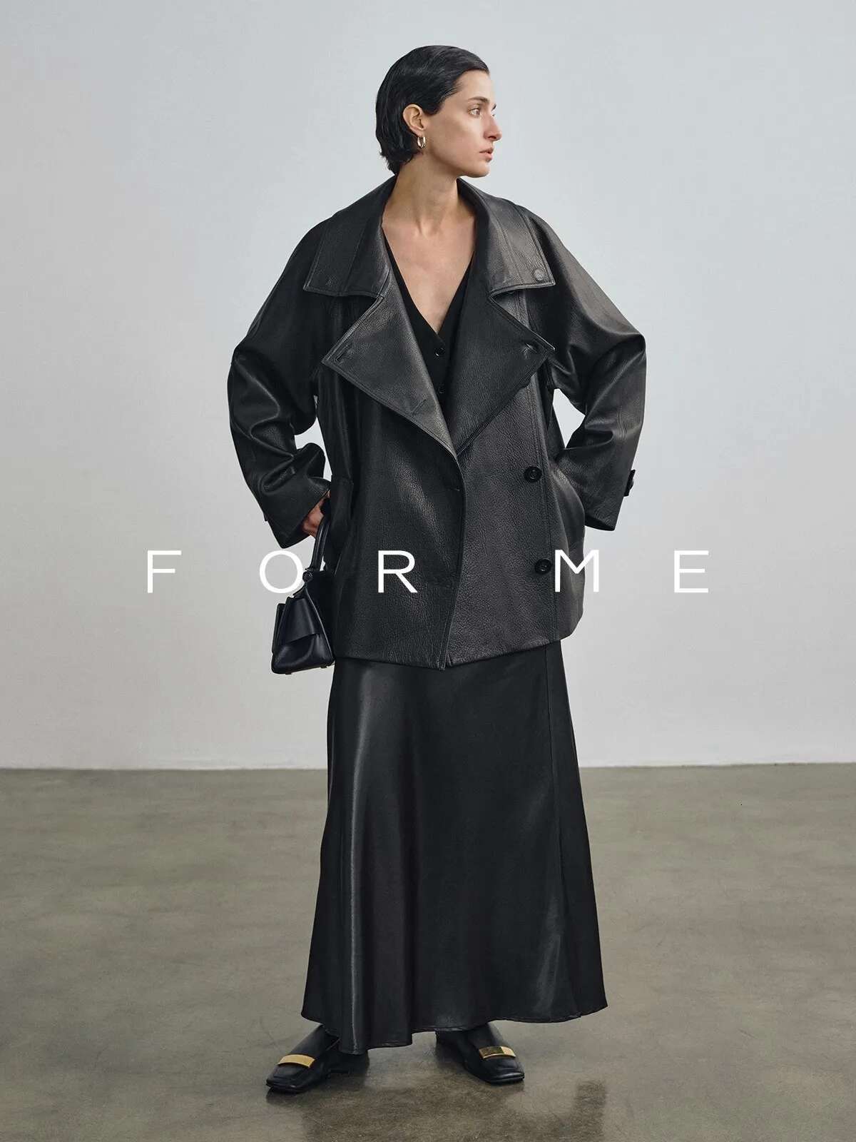 Lautaro Spring Autumn Cool Brown Oversized Pu Leather Jacket Women Raglan Sleeve Designer American Retro Clothing 2025