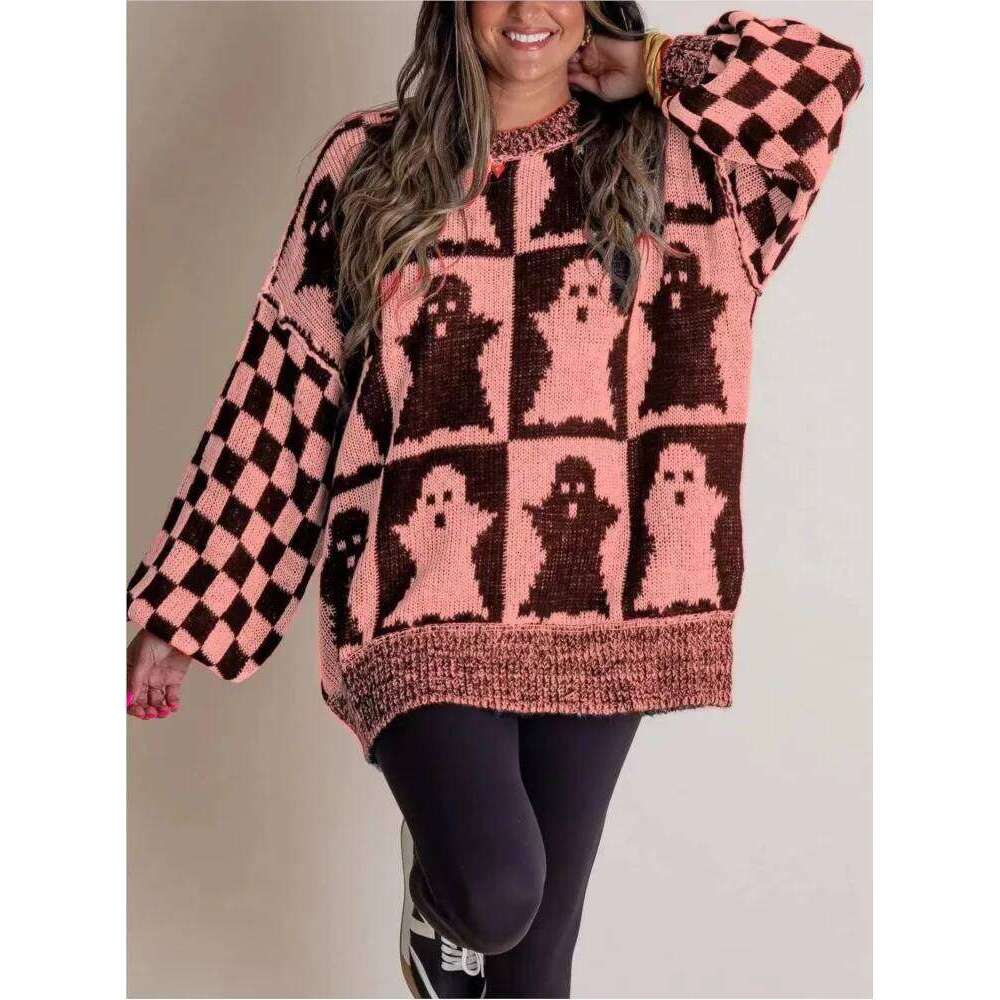 2025 Autumn Winter Halloween Knitted Women O-Neck Long Sleeve Springr Loose Female Casual Pullovers Sweaters Women Sweater Designer Sweater Women