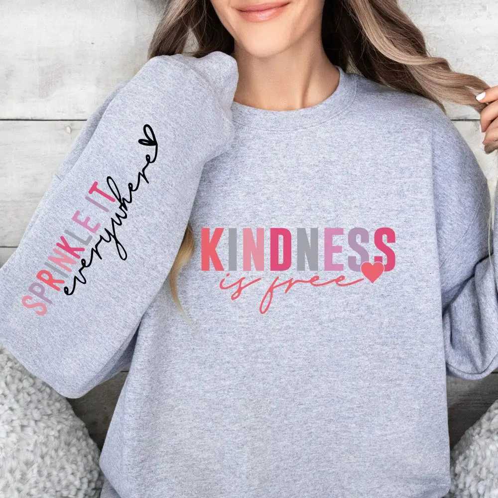 Autumn Winter Womens Hoodie Kindness Is Free Letter Prints Sweatshirt Soft Breathable Loose Crewneck Pullover Casual ClothingT251105