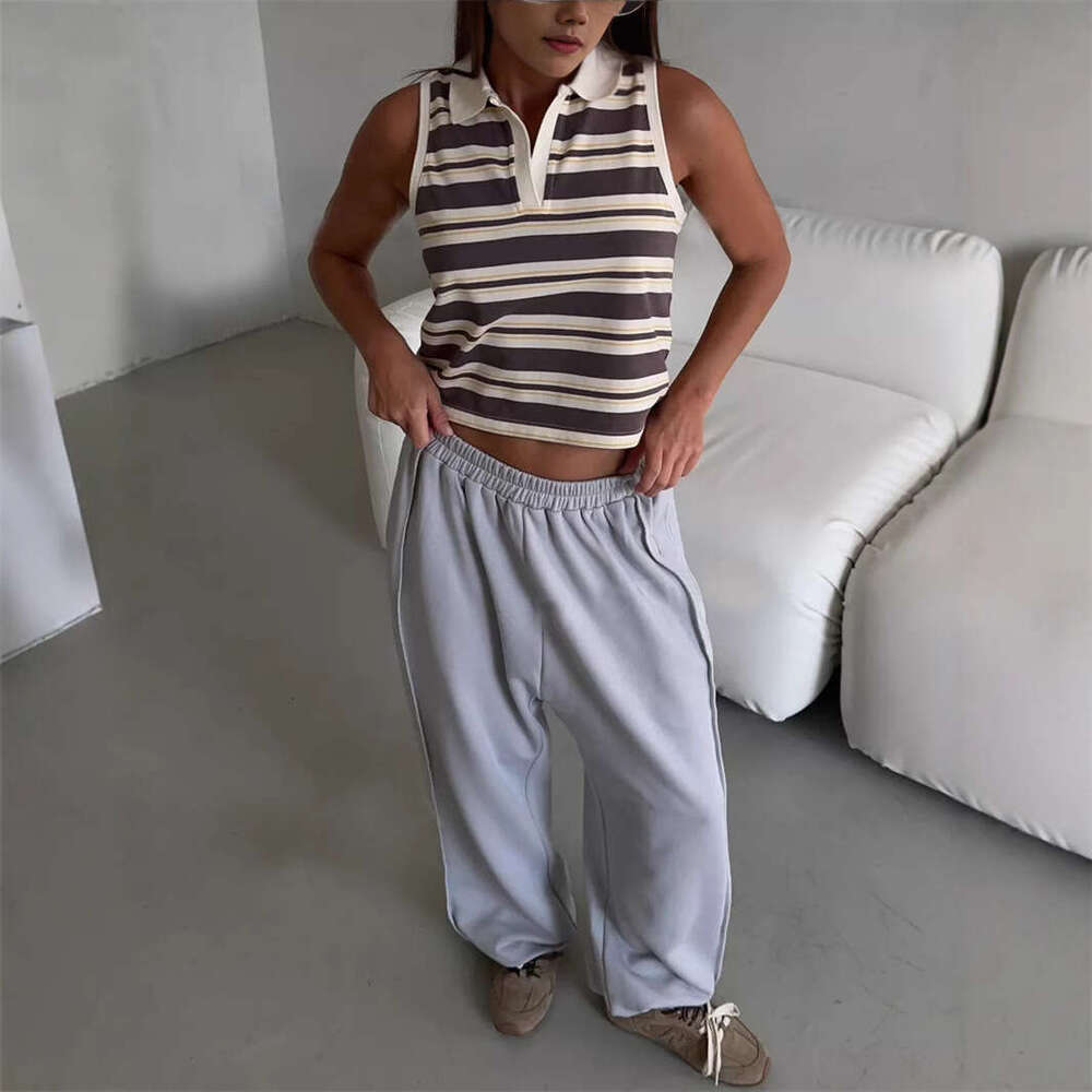 Amazon Cross-Border European And Women's American Street Style Loose Casual Pants Fashion Versatile Elastic Waist Sweatpants B5