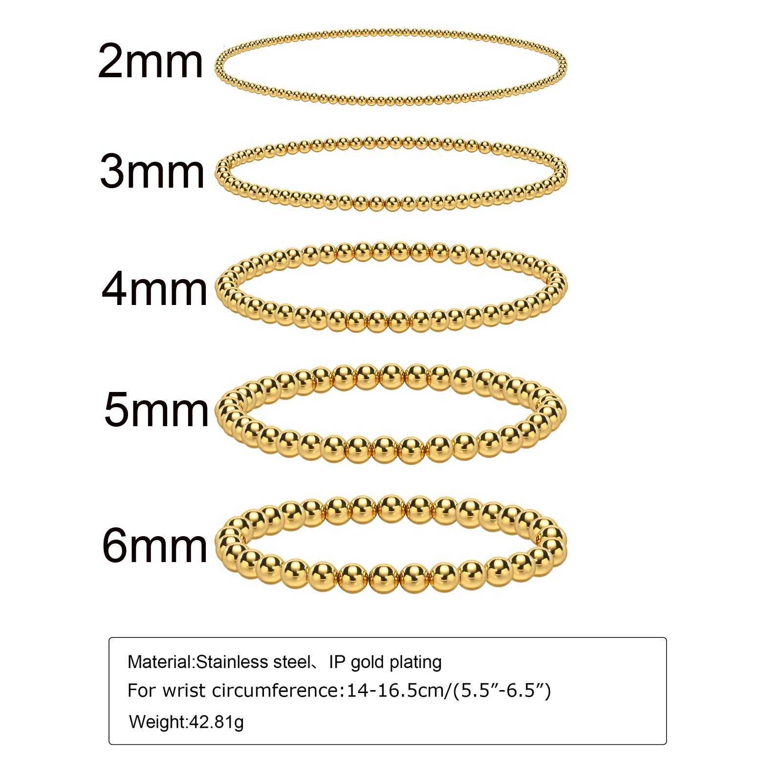 Gold Plated Beaded Braceletfor Women Stainless Steel Stackable Stretchable Bead Ball Bracelet HypoallergenicXJ251105