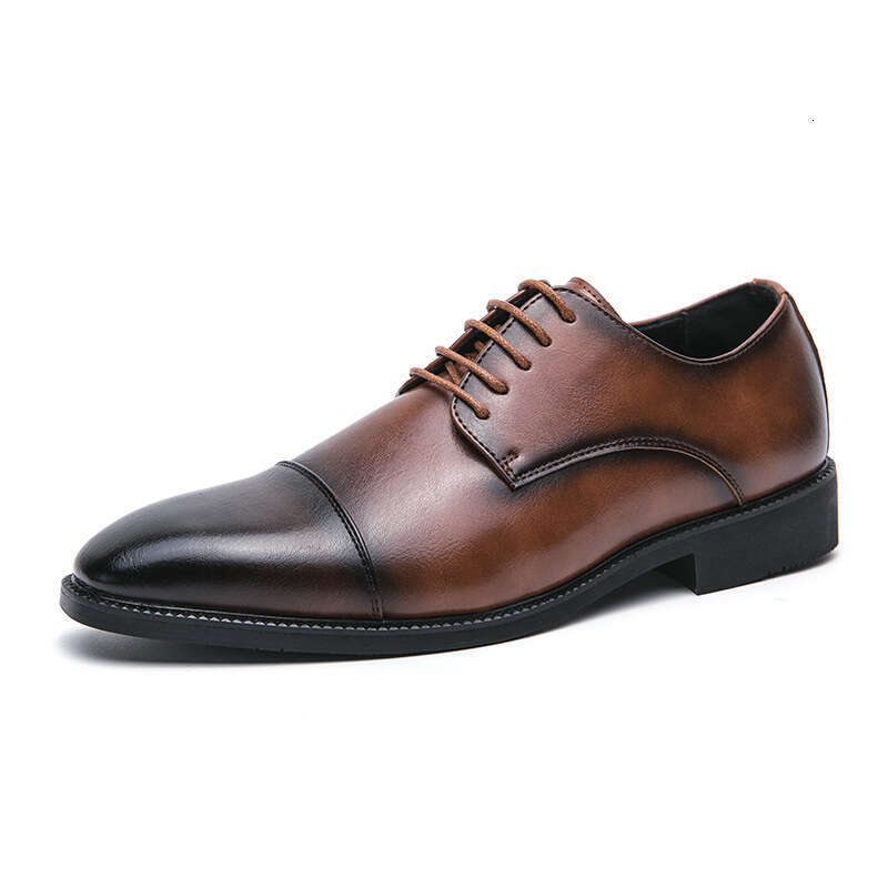 Large 2023 Spring and Autumn Business Dress Leather for Men's 38-48 British Casual Lace up Groom Shoes