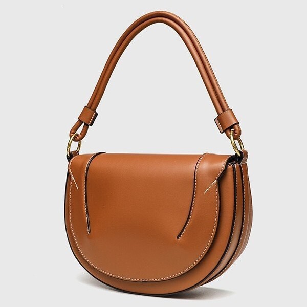 Spanish Cross-Border Women's New Saddle Magnetic Clasp Flap Stitching Decor Handbag Shoulder Crossbody Bag for Women