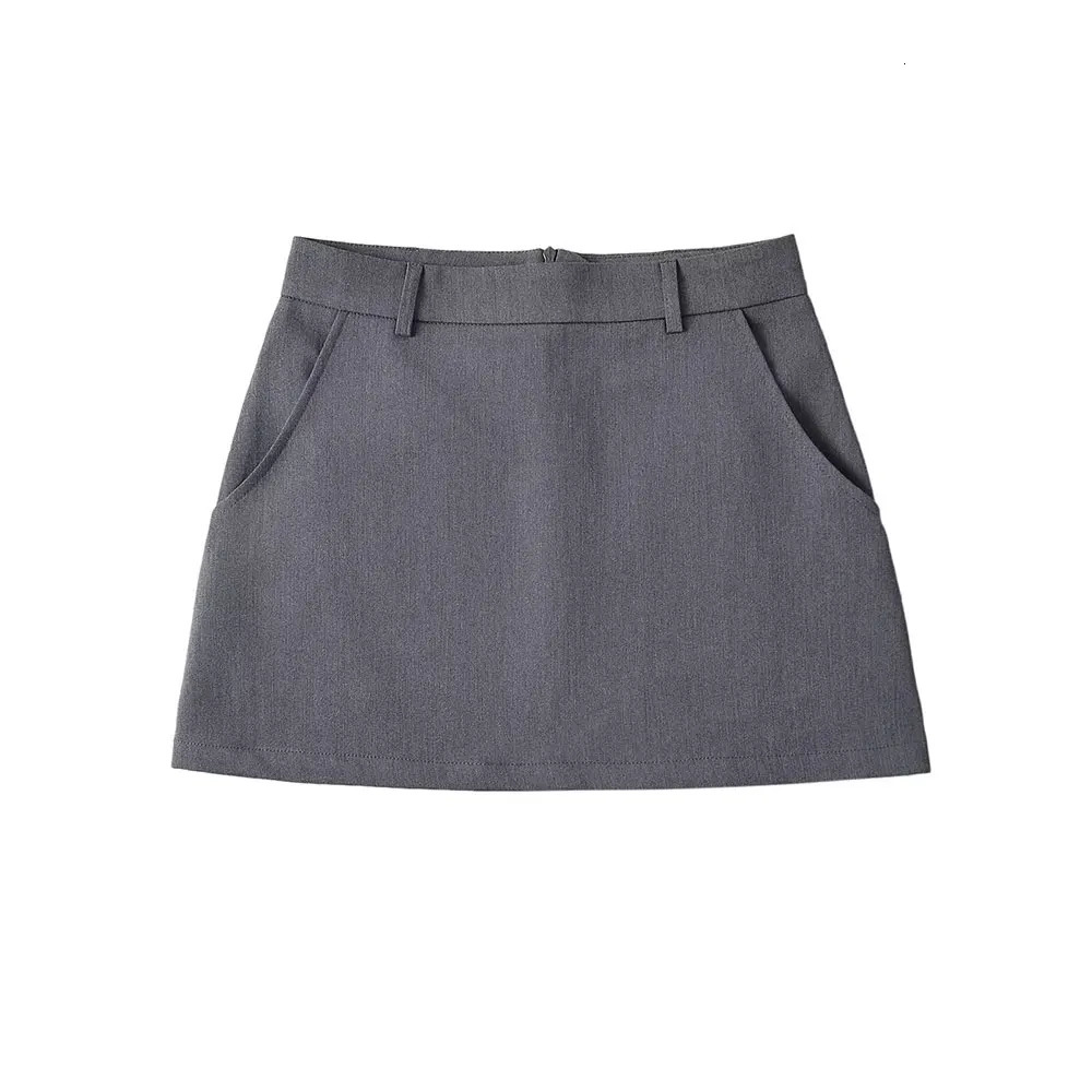 DUOPERI Women Fashion Solid Mini A-Line Skirt High Waist Back Zipper Female Chic Office Lady Basic Short Skirt 250402