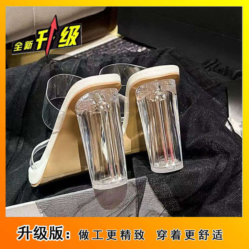 Small stature, not tiring feet, high heels, women's sandals, 2024 summer new transparent design, crystal cool slippers for external wear