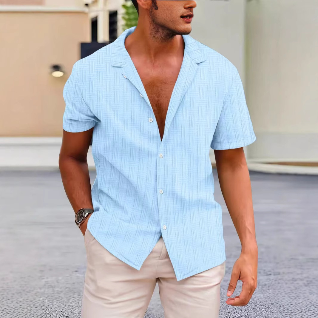 Designer men Lapel Neck Shirt New Striped Blouse Blouses Fashion Shirts Tops Short Sleeved Shirt Button up Tops for men