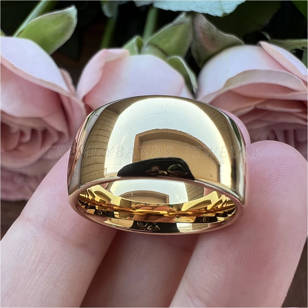 10mm Large Mens Womens Tungsten Carbide Wedding Bands Engagement Rings Domed High Polished Shiny Comfort Fit 251031