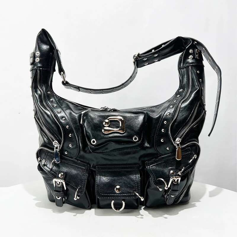 Moto & Bike Rivet Multiple Pockets Bags For Women Designer Handbags And Purses 2025 New In Vintage PU Underarm Shoulder