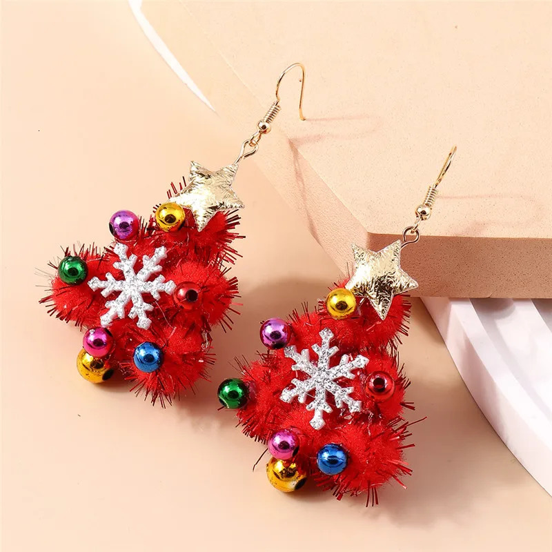 Aihua 3D Cute Cartoon Christmas Earrings Kawaii Fluffy Decoration Tree Deer Bell Earrings for Women Xmas Year Gifts 251131