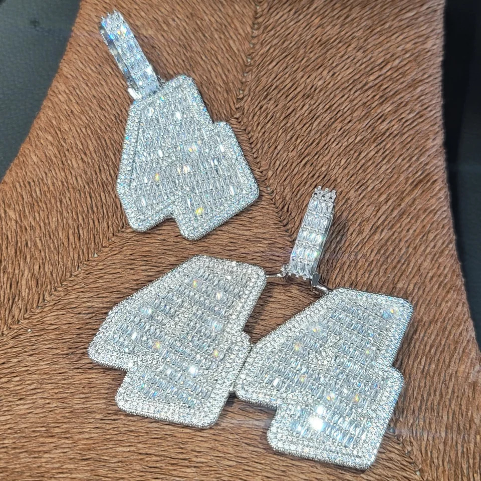 Custom Ice Number Word Pendant Chain Icy Baguettecz Letter Necklace Solid Back Laser Engraving Personalized His Birthday Gifts 251105