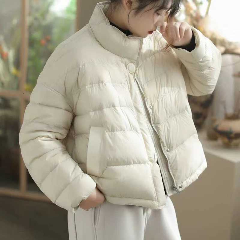 Korean Style Lightweight Down Cotton Jackets for Women 2025 New Winter Solid Casual Loose Warm Short Coats Snow OuterwearT251105