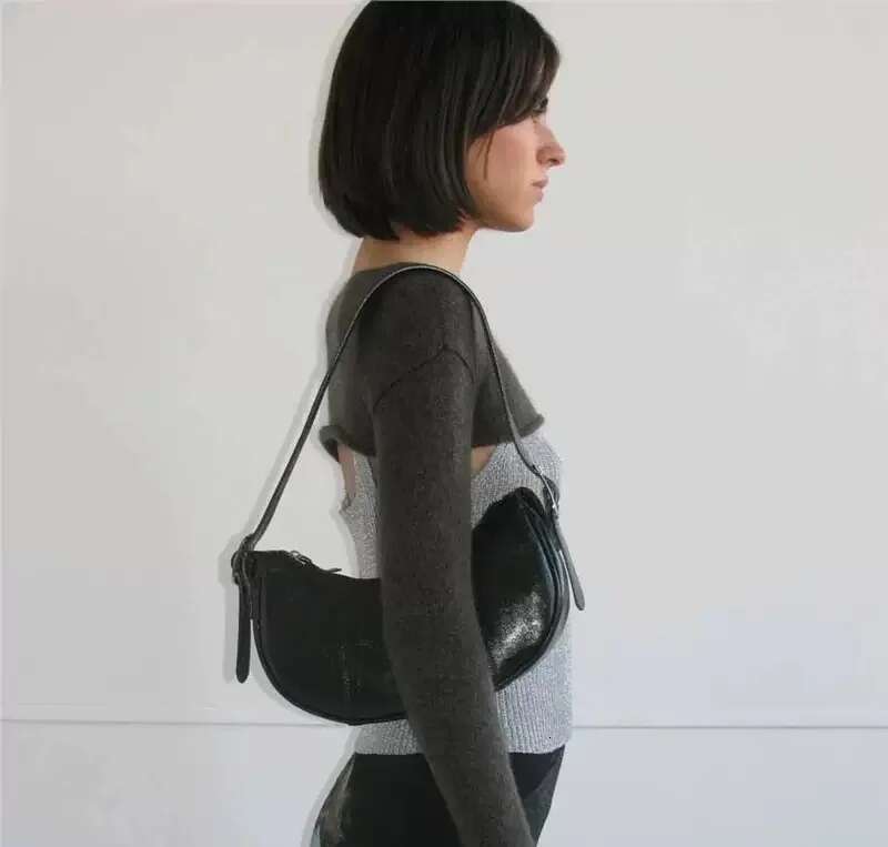 Pa Wl Pea Imported Oil Wax Cowhide Armpit Crossbody Dumpg Bun Female