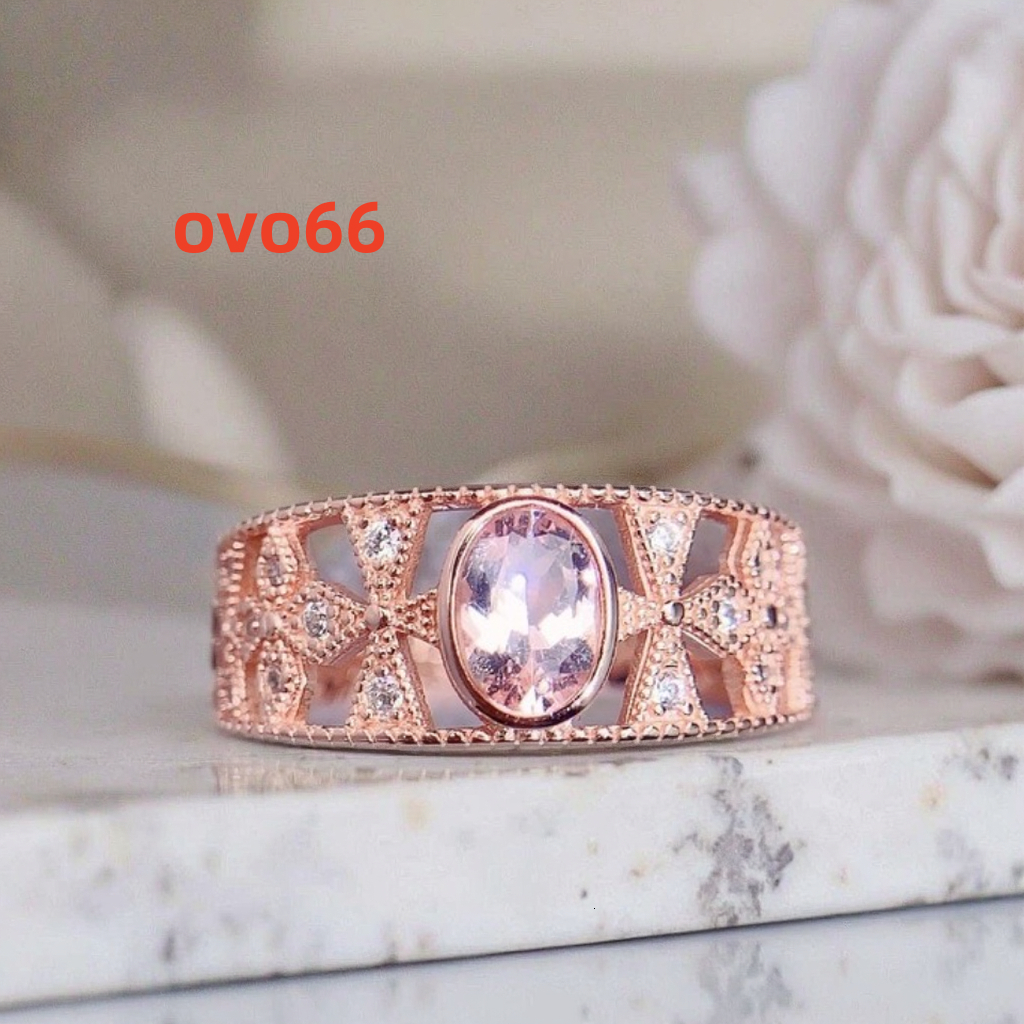Luxury Womens 925 Sterling Silver Oval Cut Natural Morganite Ring Classic for Engagements Gifts New