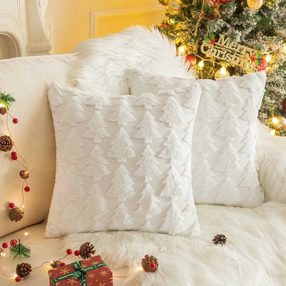 2 Pcs Christmas Tree Decorative Throw Pillow Covers Soft Fluffy Pillowcases for Home Dcor Boho Pillow Covers for Couch Bedroom Y251105