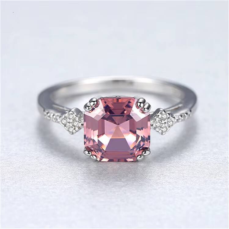 Fine Jewelry Pave CZ Zircons 925 Sterling Silver Morganite Gemstone Engagement Rings for Women