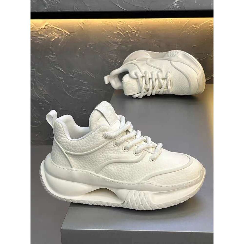 European Men's 2025 Autumn Winter New Fashion Comfortable Thick Sole Height Increasing Dad Leather Breathable Casual Shoes
