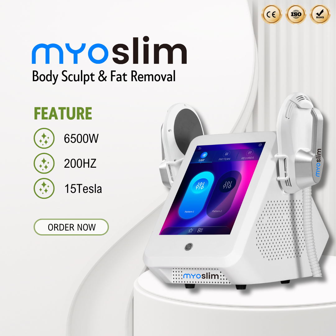 Myoslim 15 Tesla EMS RF Electrical Muscle Stimulation Device 6500W for Body Contouring Fat Loss and Muscle Activation