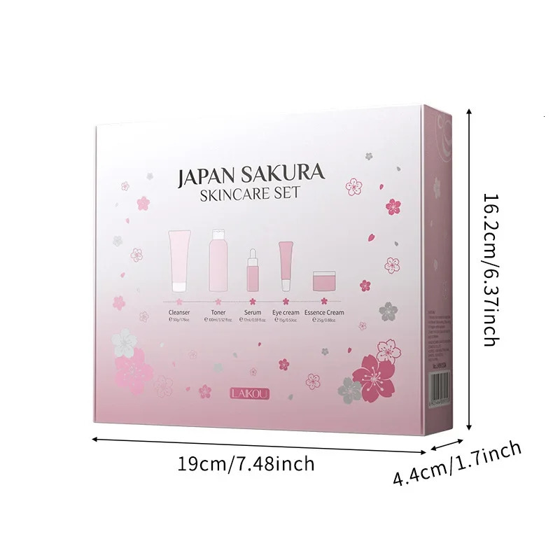 LAIKOU Sakura Kit Skin Care Sets and Reducing Fine Lines Cleansing Pore Product 5Piece Korean Skincare Set 251031