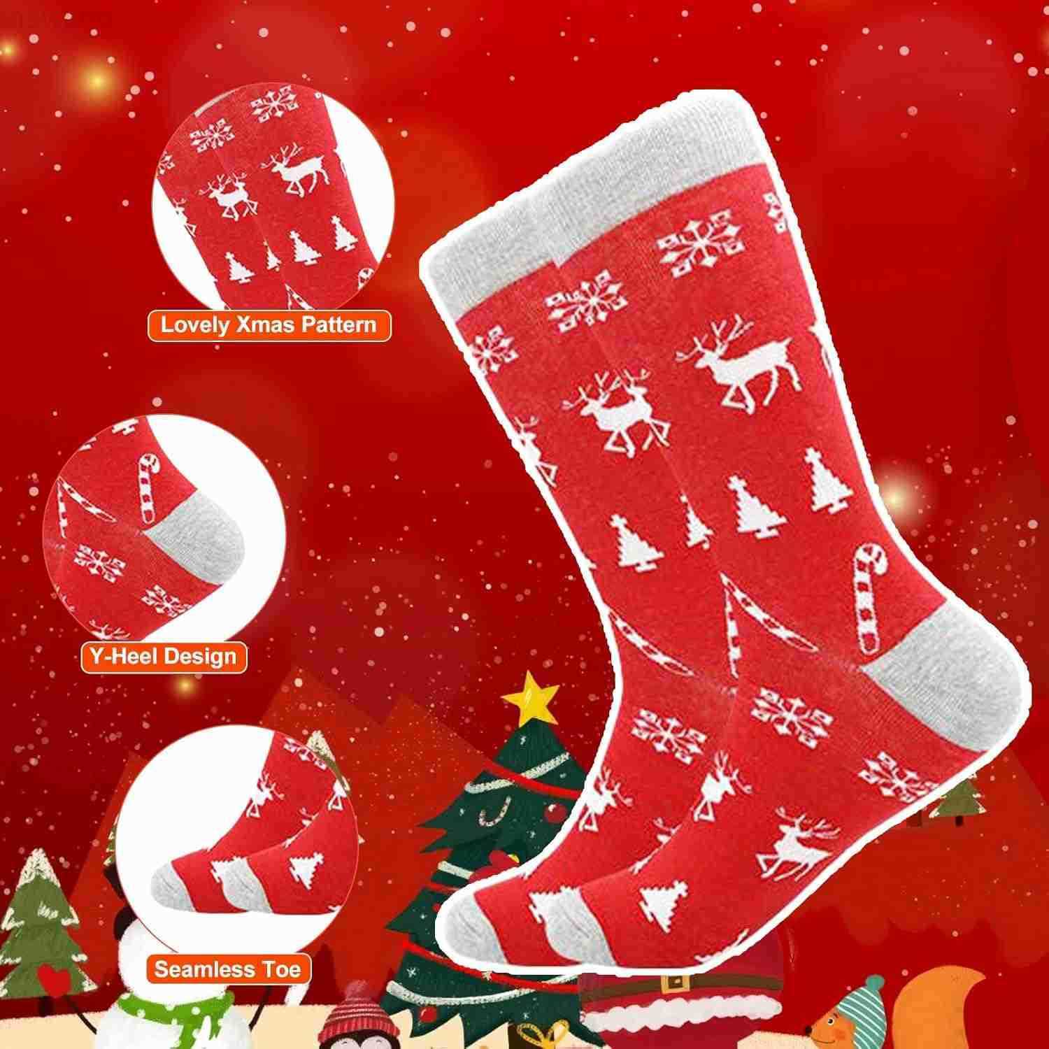 4 Pairs Christmas Socks for Men Christmas Gifts for Father Fun Novelty Cotton Crew Socks Stocking Stuffers for DadW251105