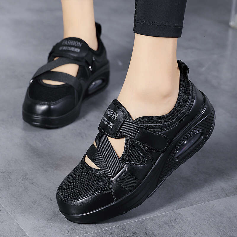 2021 Daily Velcro Round Head White Mesh Adhesive Low Top Large Women's Air Cushioned Shoes