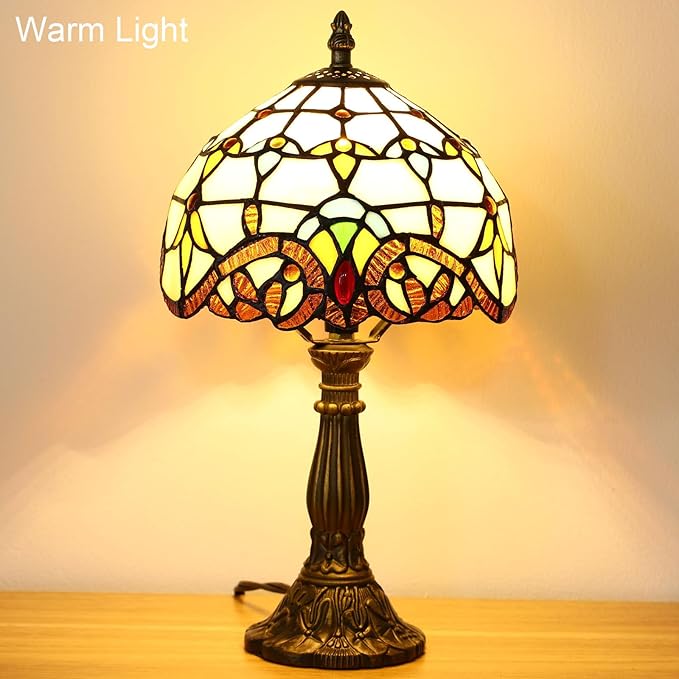 Elegant Tiffany-Style Baroque art decoration antique Table Lamp - 12 Inch Antique Stained Glass for Bedroom & Living Room