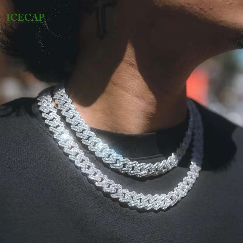 New Arrival Cuban Chain Full Iced Out VVS Moissanite Diamond Can Customization Cuban Link Chain Hip Hop Necklace