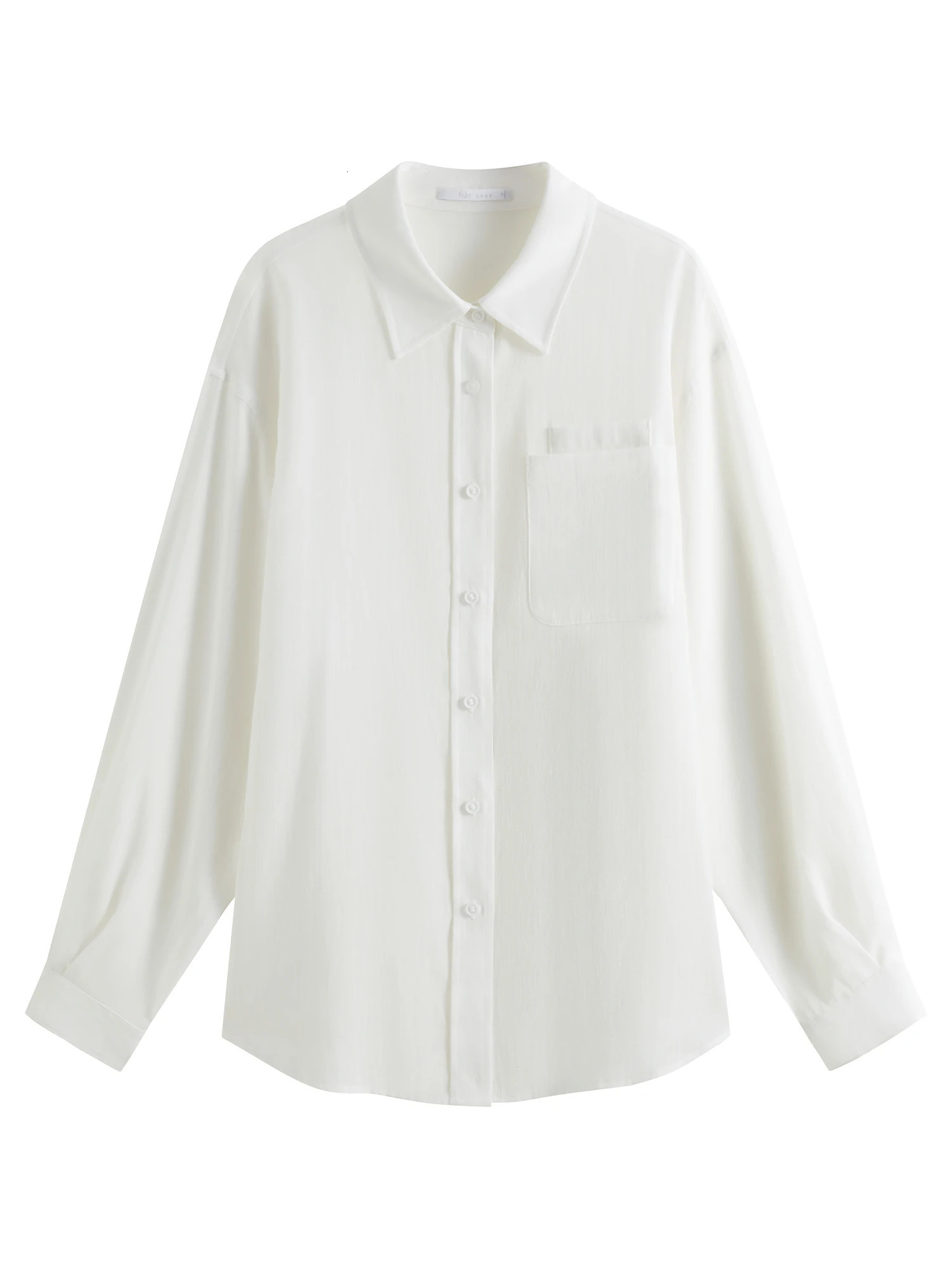 FSLE Women White Casual Shirts 8% Linen Thin Spring Long Sleeve Blouses Office Lady Two-wear Linen Shirt Tops 25FS11265 250402
