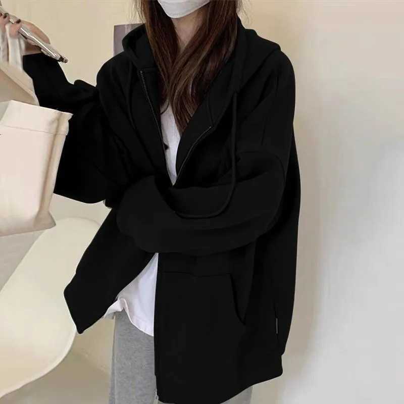 Elegant 2025 Autumn Winter Warm Hoodies Fashion Women Long Sleeve Zipper Solid Hooded Jackets Y2K Streetwear Solid SweatshirtsT251105