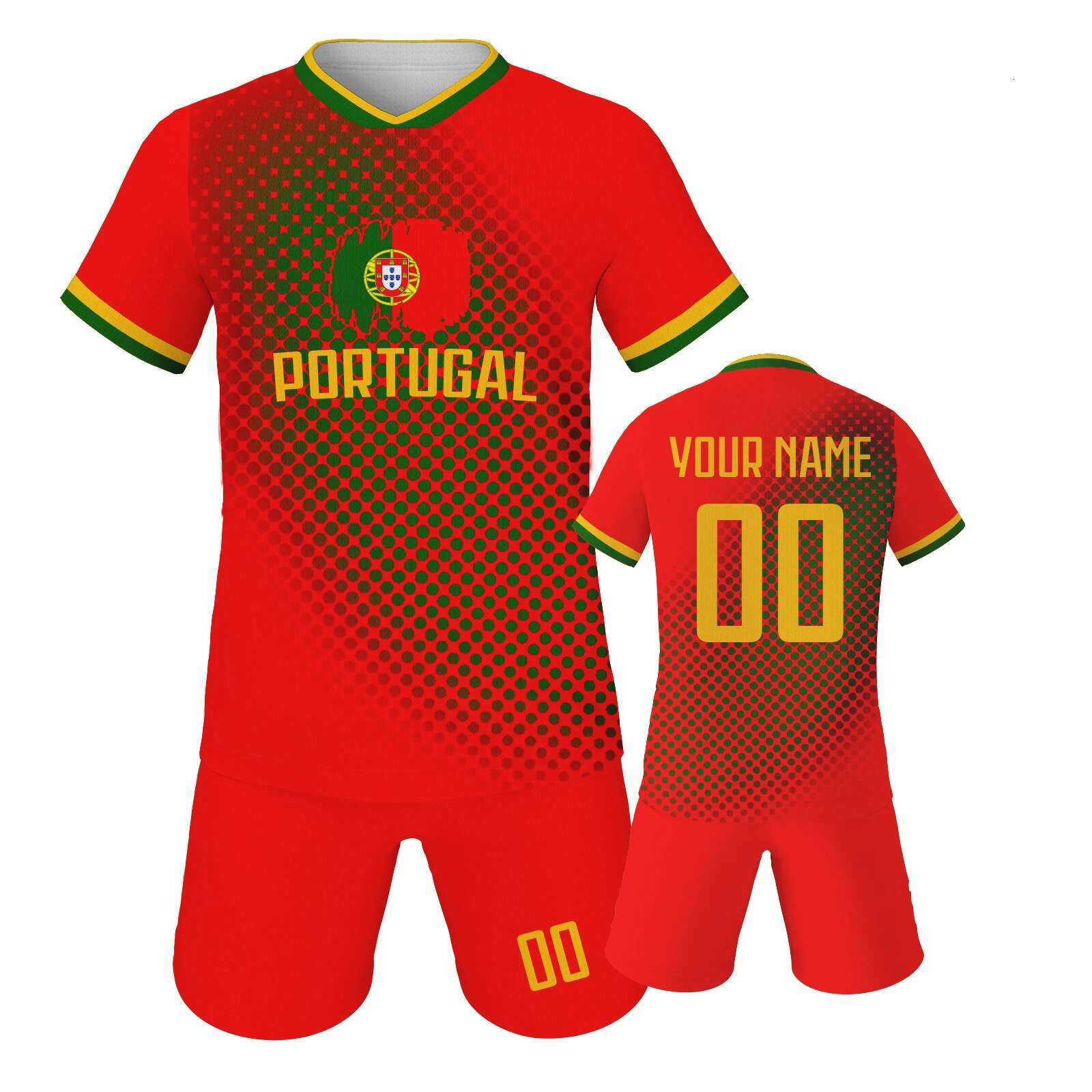 Custom Portugal Jersey Set for Kids Personalized Football Kit with Name Number Team Club Uniform Boys Girls Soccer Gifts
