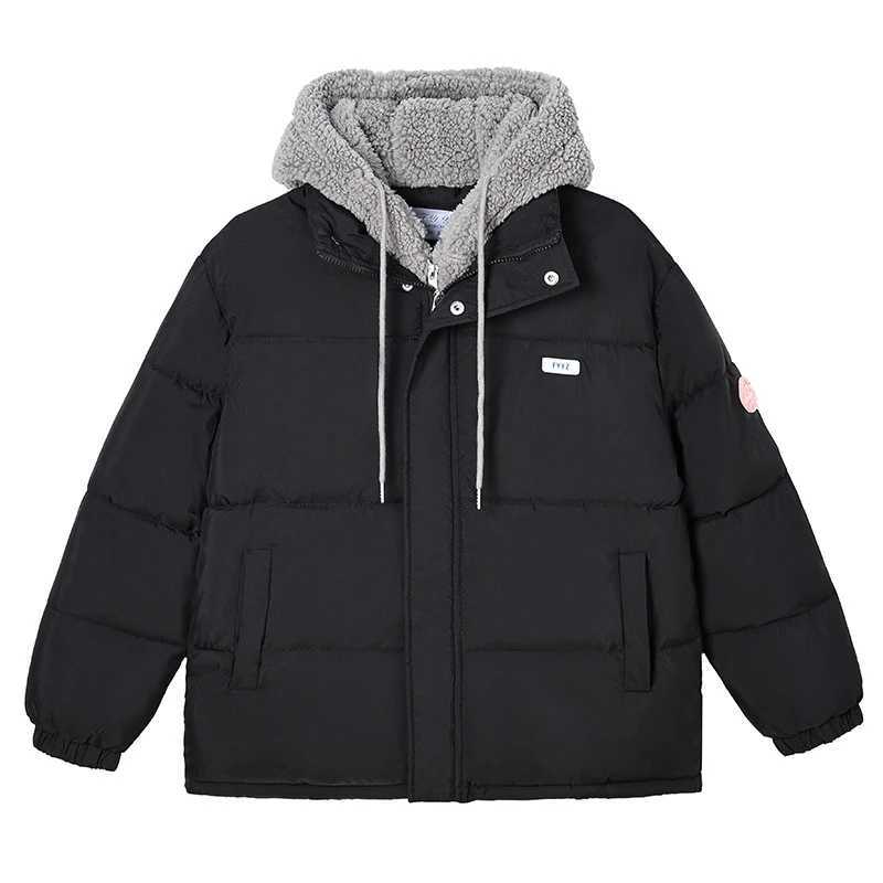 Fashion New Thick Wool Coats Loose Winter Down Cotton Padded Jackets Loose Womens Fake Two-piece Coats Hooded Quilted JacketT251105