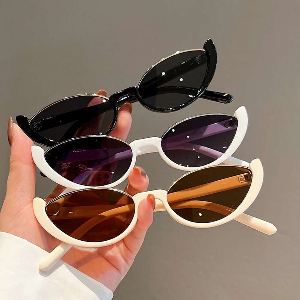 New Small Cat Eye Women Men Trendy Vintage Shades Eyewear Fashion Driving Cycg Sunglasses Half-frame Sun Glasses