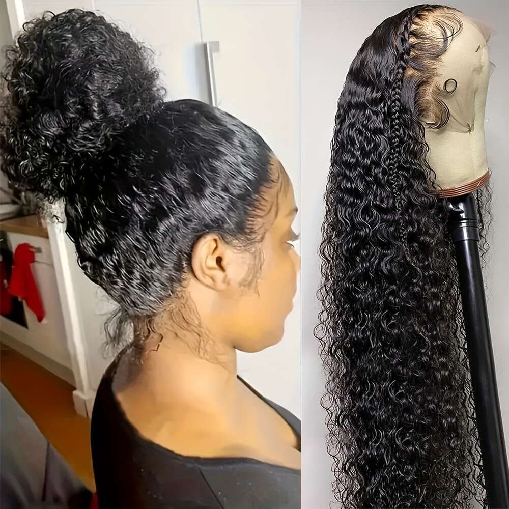 14, 16 Inch 180% Density Water Wave Front 13X4 Transparent Wet And Wavy Lace Frontal Wigs Human Pre Plucked Natural Hairline With Baby Hair