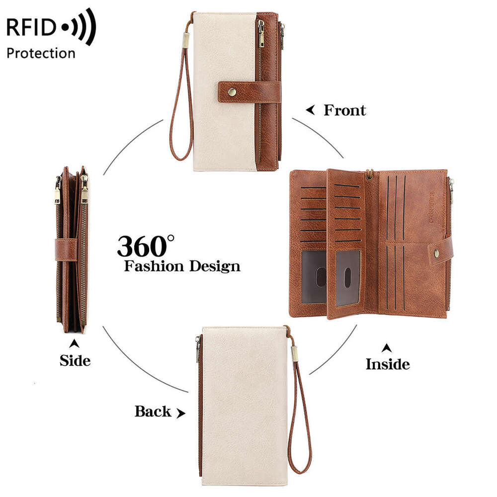 Cross-Border New RFID Anti-Magnetic Women's Multi-Card Slots Long Wallet European and American Retro Fashion Clutch