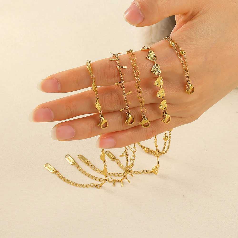 Handmade Stainless Steel Double Layer Bead Bracelet For Women Tassel Heart Bangle Bracelets Beach Waterproof Pulseras JewelryXJ251105