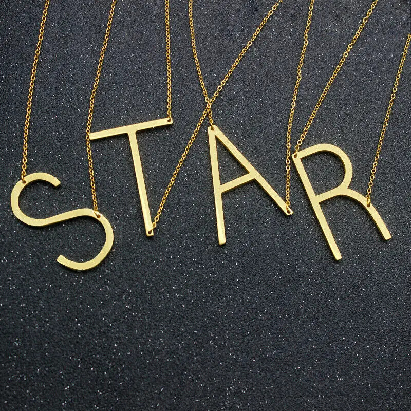 Large Initial Necklace 100 Stainless Steel Jewelry Big Letter Necklace AZ Gold Color Necklace Monogram Necklace Gifts 251031