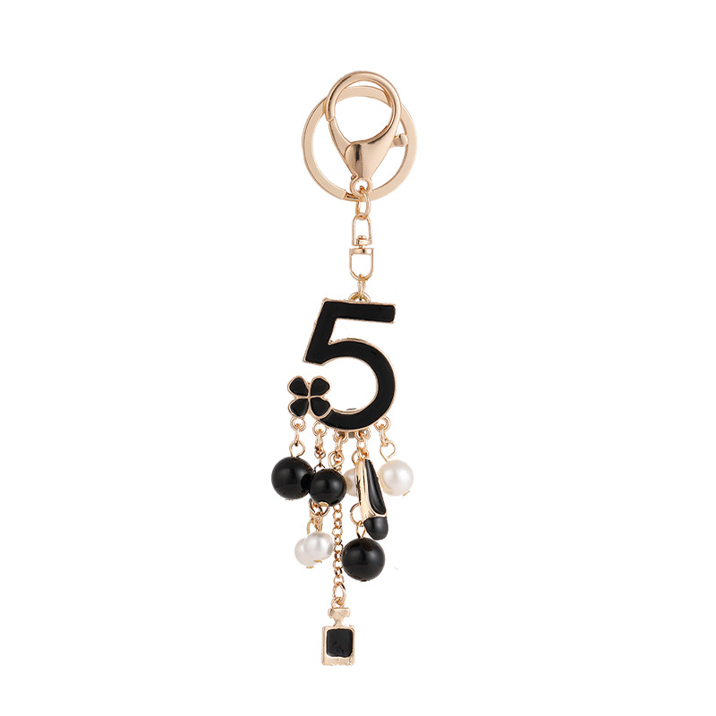 Number 5 Flower Tassel Alloy Keychain Bag Pendant Accessory Small Gift Wholesale