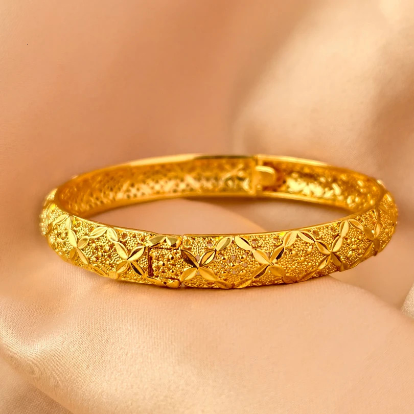 Dubai Kurdish Turkish Gold Plated Bangles for Women Middle East Wedding Accessory Bridal Bracelets Jewelry 251031