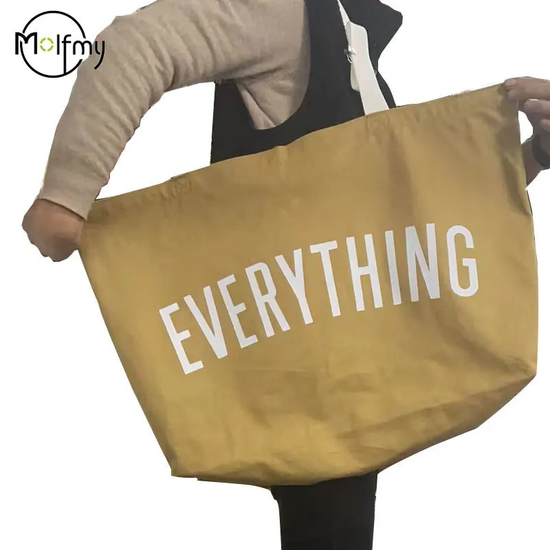 Large Capacity Canvas Tote Bag Extra Letters Fashion Beach Bags Reusable Travel Shopping Handbag Grocery Bolsos Mujer 251028
