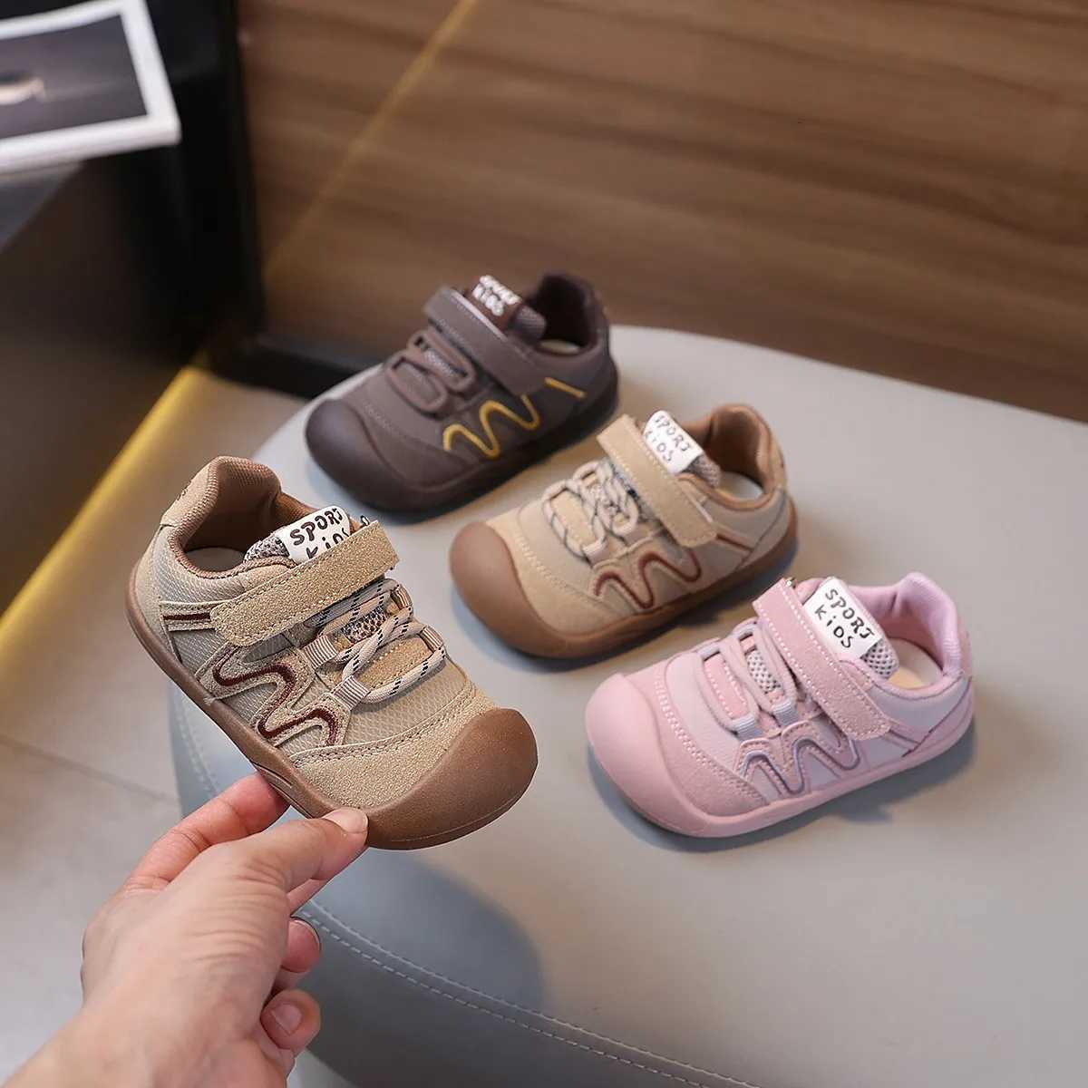 Autumn BoysGirls Casual Shoe Round Toe Hook-loop Mesh Comfy Kids Flat Shoe Solid Colors Anti-slip Daily Children Shoes 4-6YT251105