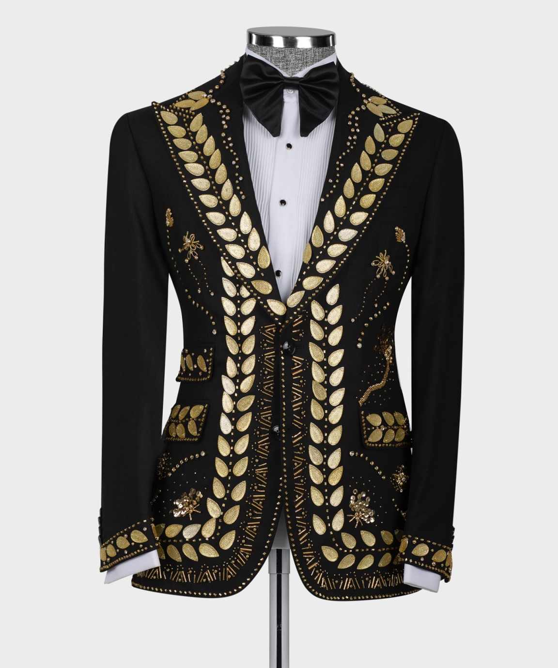 Luxury Men Suit 2 Pieces Jacket Pants Jewelry Decor Beading Crystal Wedding Tuxedos Prom Party Customized trajes para hombre