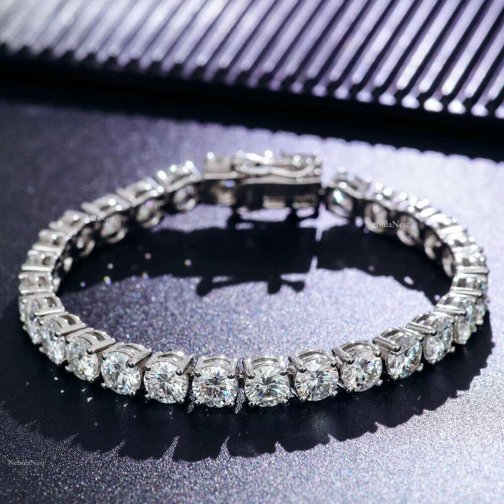 In Stock VVS Moissanite Sterg Sier Tennis k Chain Unisex Fine Hip Hop Jewelry in 3mm 4mm 5mm Sizes Neckerlss Style