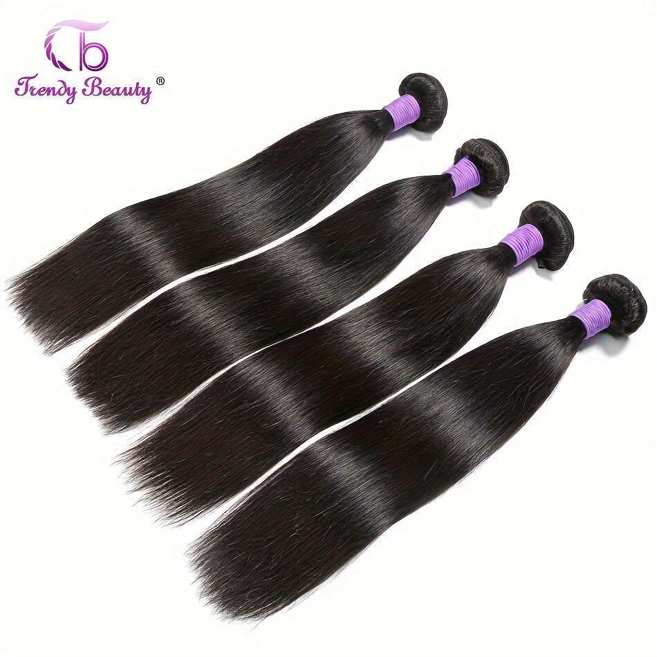 Brazilian Bundles Human Hair Dyed Can Be Bleached Double Weft Unprocessed Straight Extensions Natural Black Color For Women